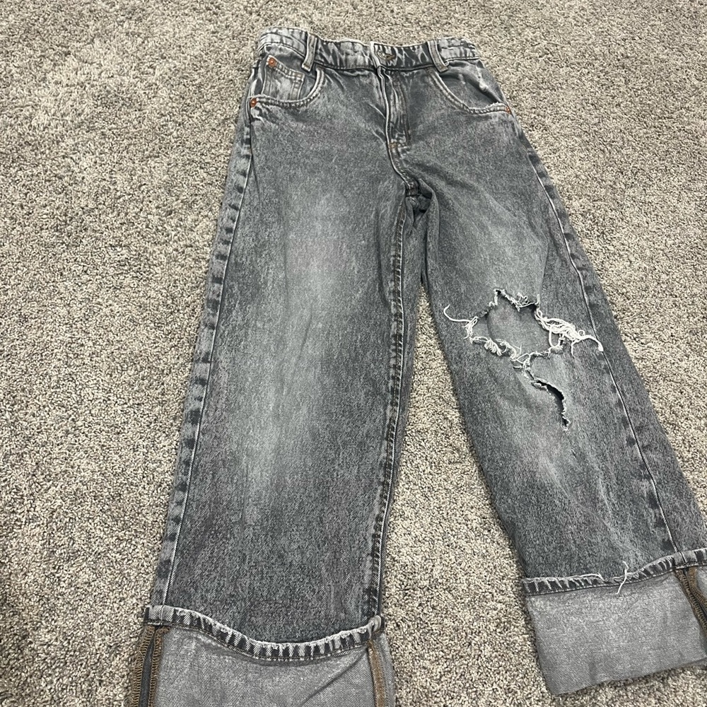 Gray straight leg jeans